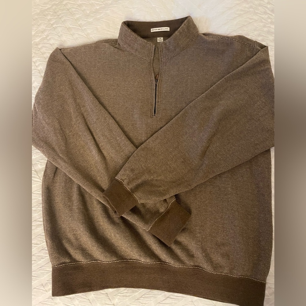 Nice Peter Millar herringbone quarter zip sweater / sweatshirt